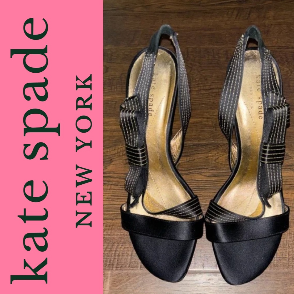 Kate Spade | Luna Bow Black Bridal Wedding Slingback High Heel | 8